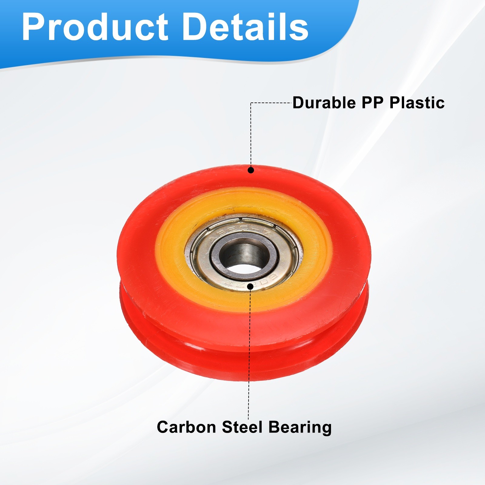 12 Pcs Red U Type Groove Plastic Guide Bearing 8x45x11mm Pulley Roller