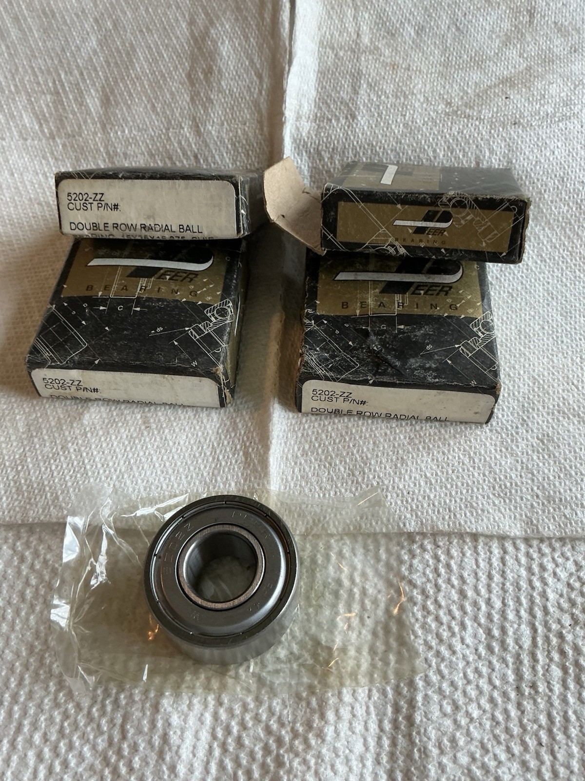 (4) PEER # 5202-ZZ / Double ROW RADIAL BALL BEARING (15x35x15.875, SHIELDED).
