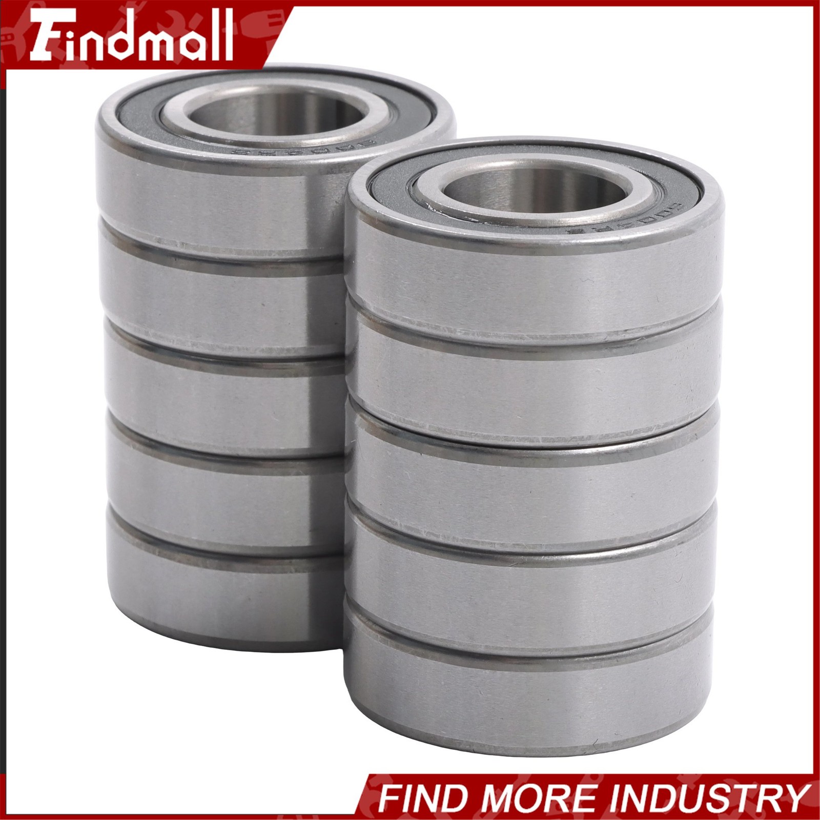 Findmall 6004-2RS C3 Ball Bearing 20x42x12mm 10 Pcs Premium Rubber Sealed