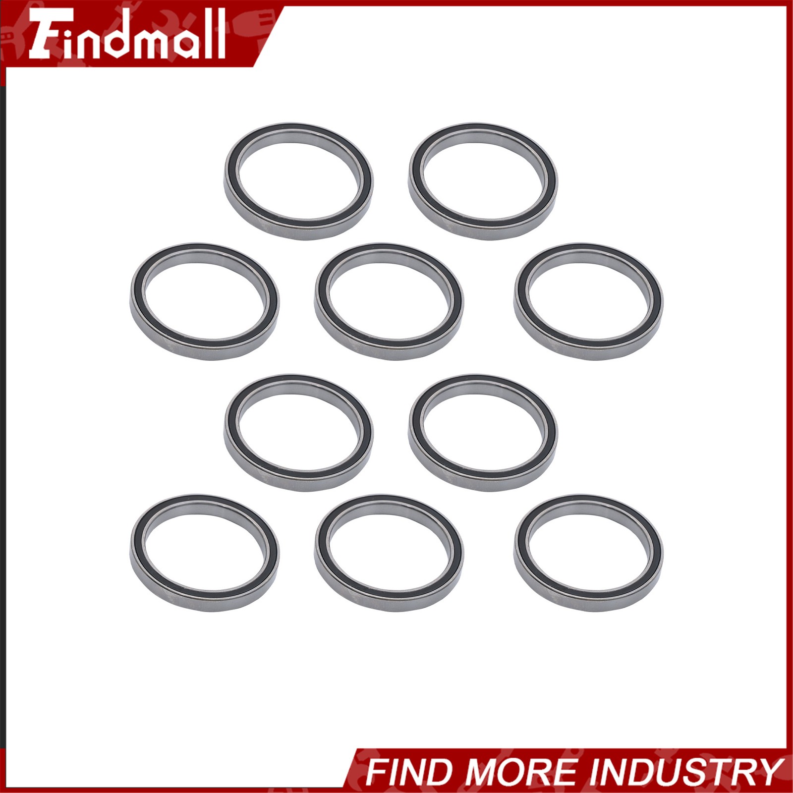 Findmall 10pcs 6708-2RS Ball Bearings 40x50x6mm Double Sealed Pre-Lubricated