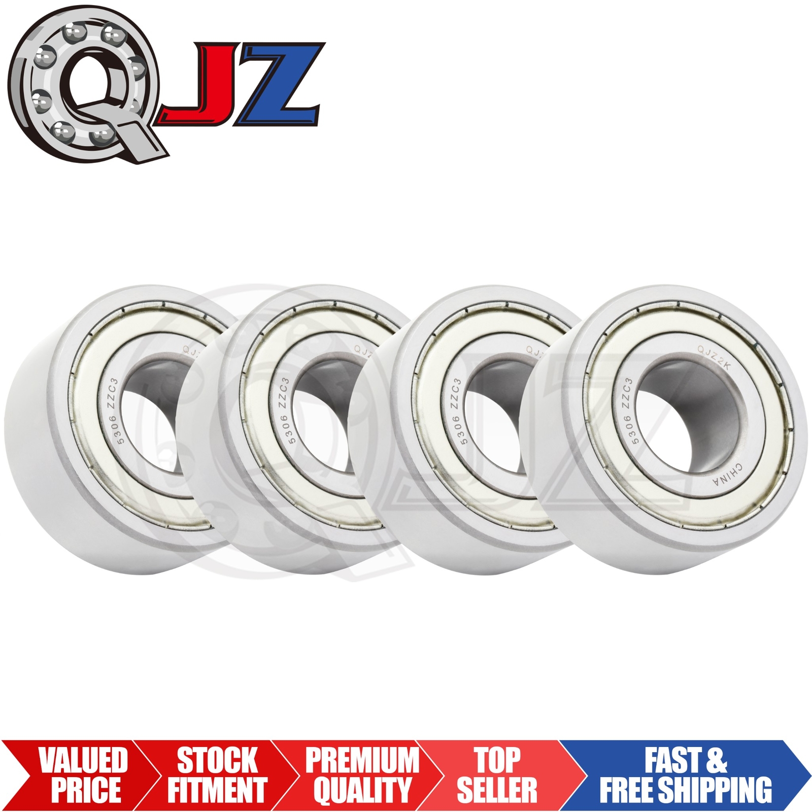 [Qty.4] 5306-ZZ New Angular Contact Ball Bearing [30mm ID x 72mm OD x 30.2mm W]