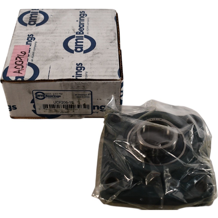 NEW AMI UCF206-19 Four-Bolt Flange Insert Bearing Unit 1-3/16 Bore Cast Iron