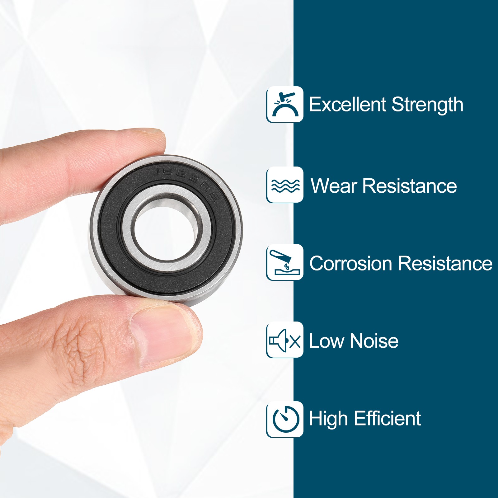 1606-2RS Deep Groove Ball Bearing, 3pcs, 3/8″ x 29/32″ x 5/16″, Z2 Double Rubber
