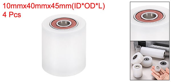 4Pcs, Nylon Roller Wheel with Bearings 3/8″x1-9/16″x1-3/4″ Nylon Pulley