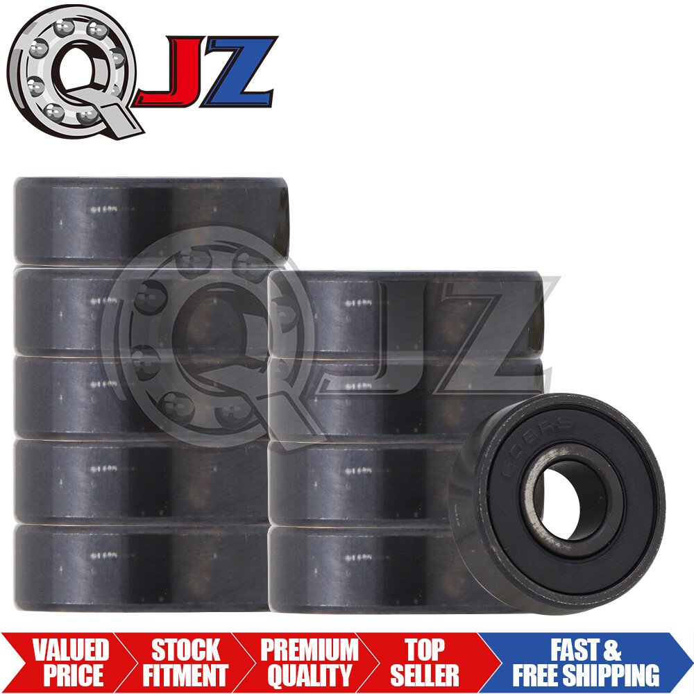 [10-Pack] 608-2RS ABEC3 -Black Miniature Ball Bearing [8mm ID x 22mm OD x 7mm W]