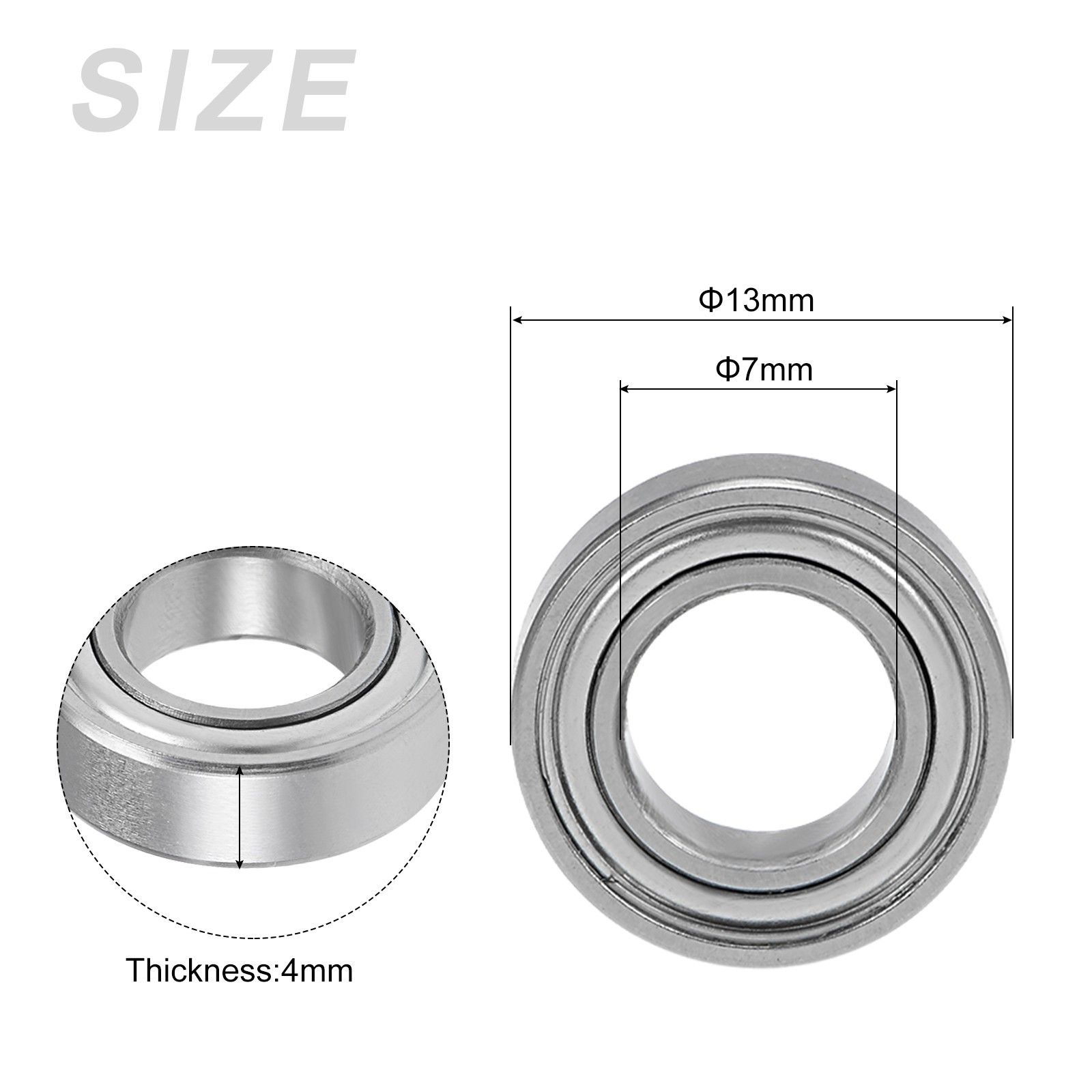 Deep Groove Ball Bearing SMR137ZZ 7x13x4mm 2Pcs Stainless Steel Shielded Bearing