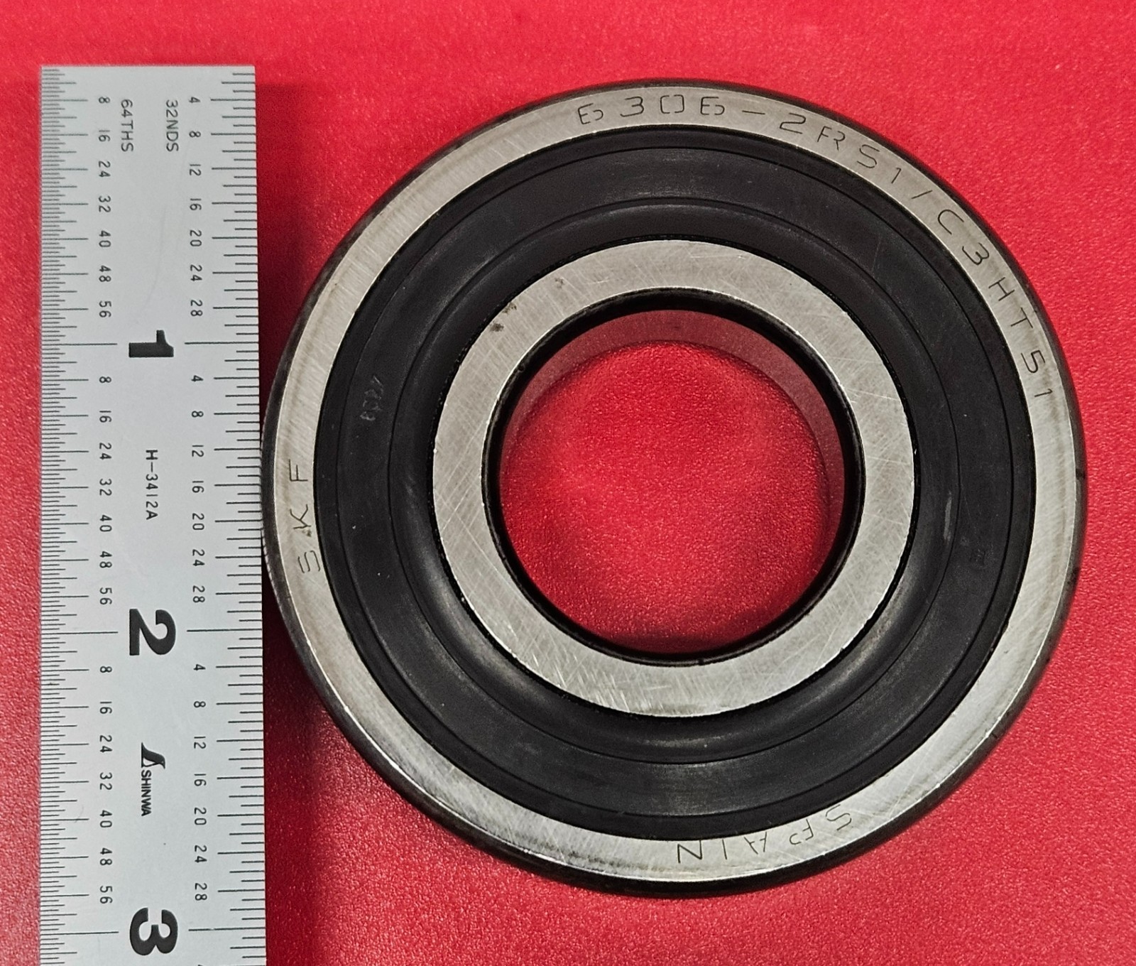 SKF 6306-2RS1/C3 Deep Groove Ball Bearing 30mm ID, 72mm OD, 19mm W – NEW