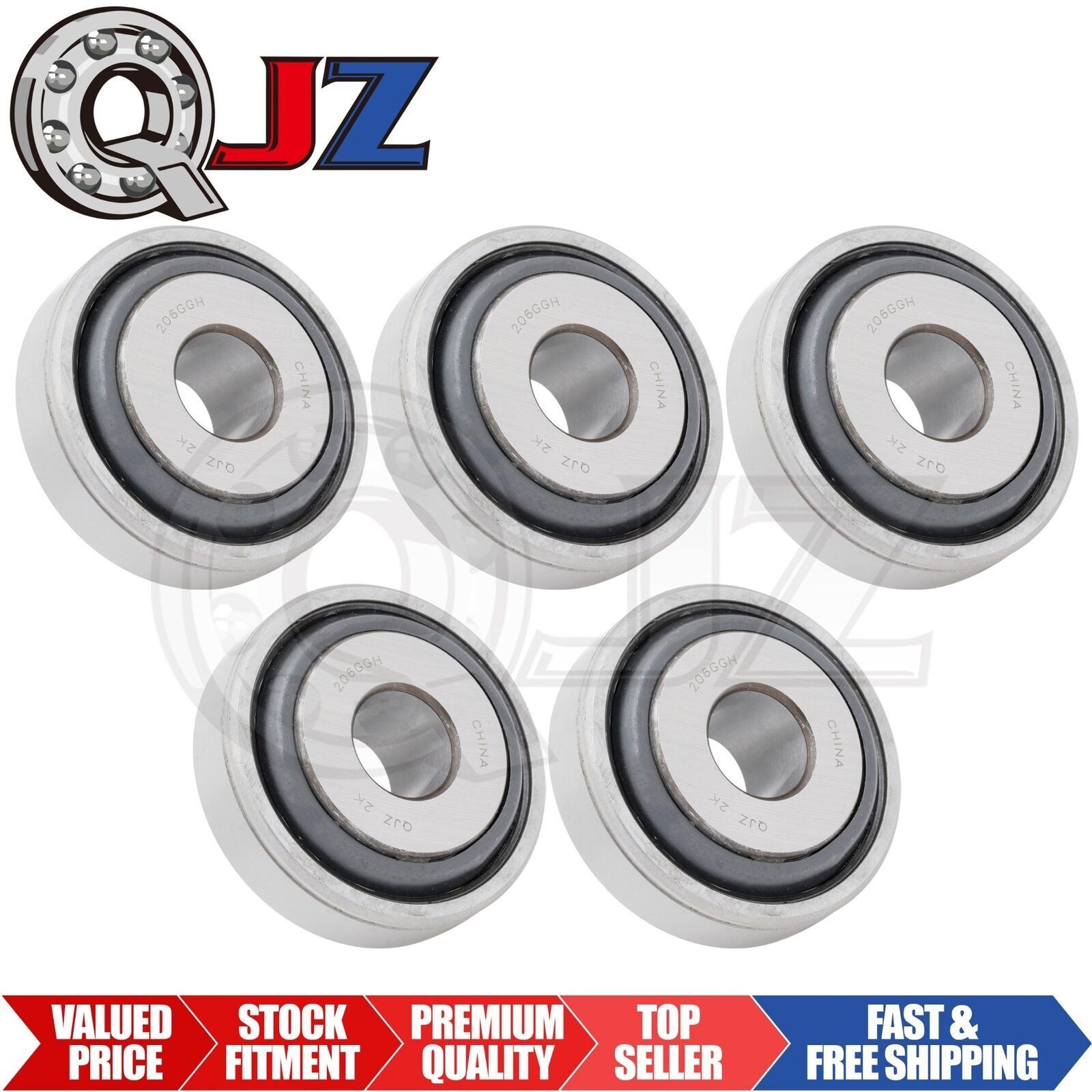 [Qty.5] 206GGH Agricultural Special AG Bearing [0.756″ ID x 2.44″ OD x 0.63″ W]