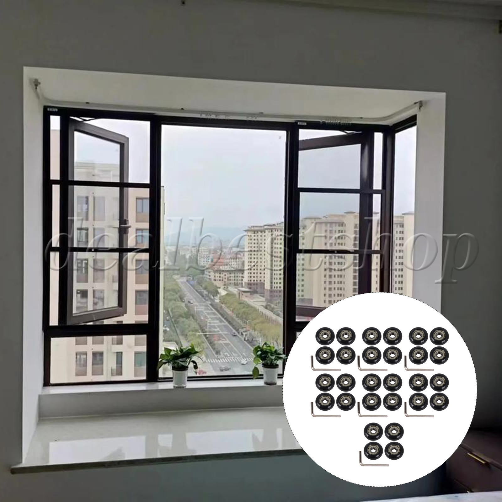 28 x Ball Bearing Guide Pulley Roller Round Wheels for Door & Window