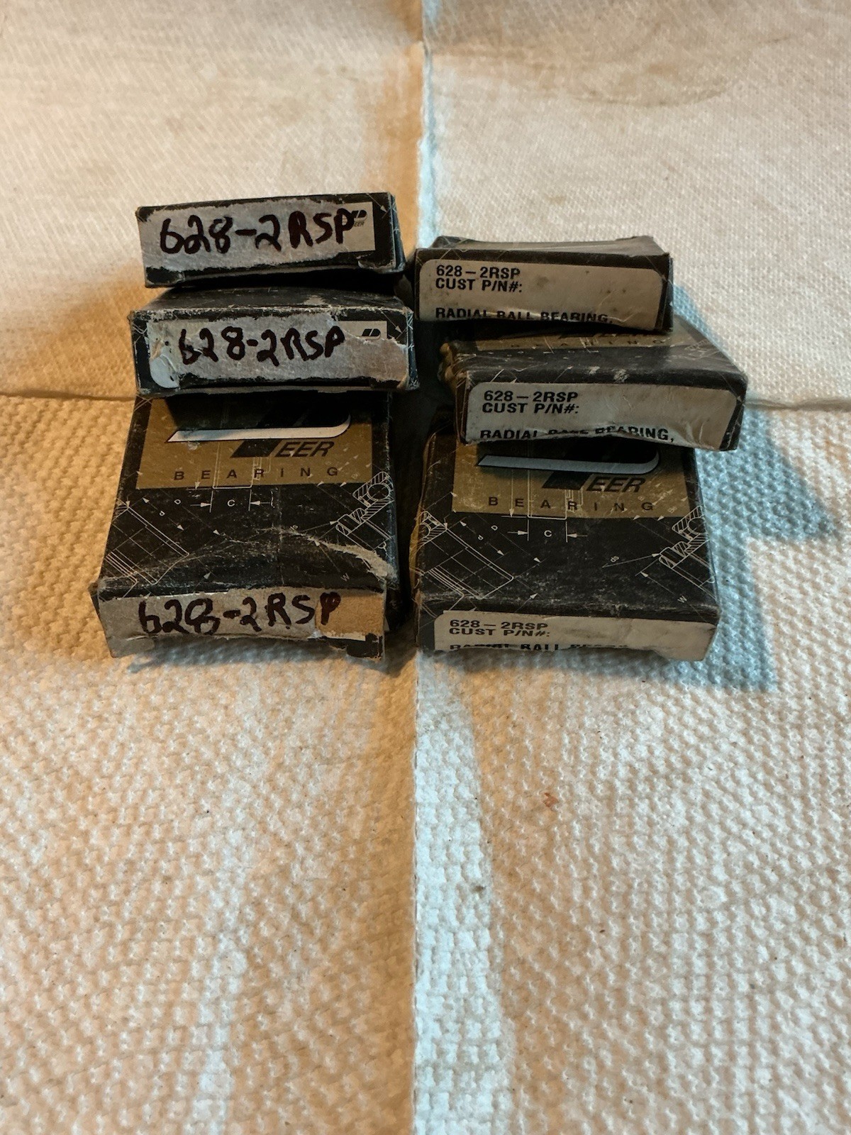 (6) PEER # 628-2RSP / RADIAL BALL BEARING (RUBBER SEALS).