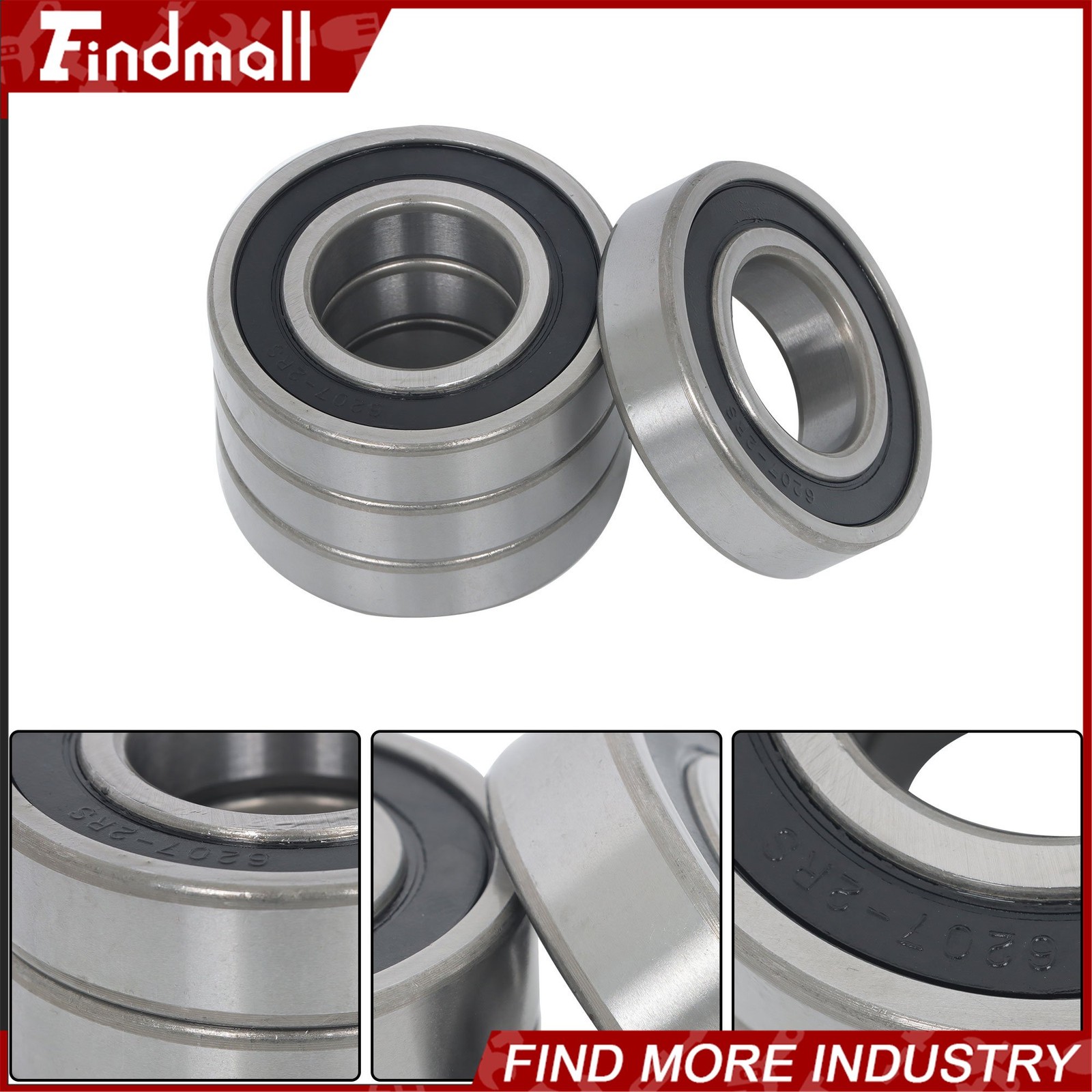 Findmall 6207-2RS Deep Groove Bearings 10pcs 35mm x72mm x17mm Sealed