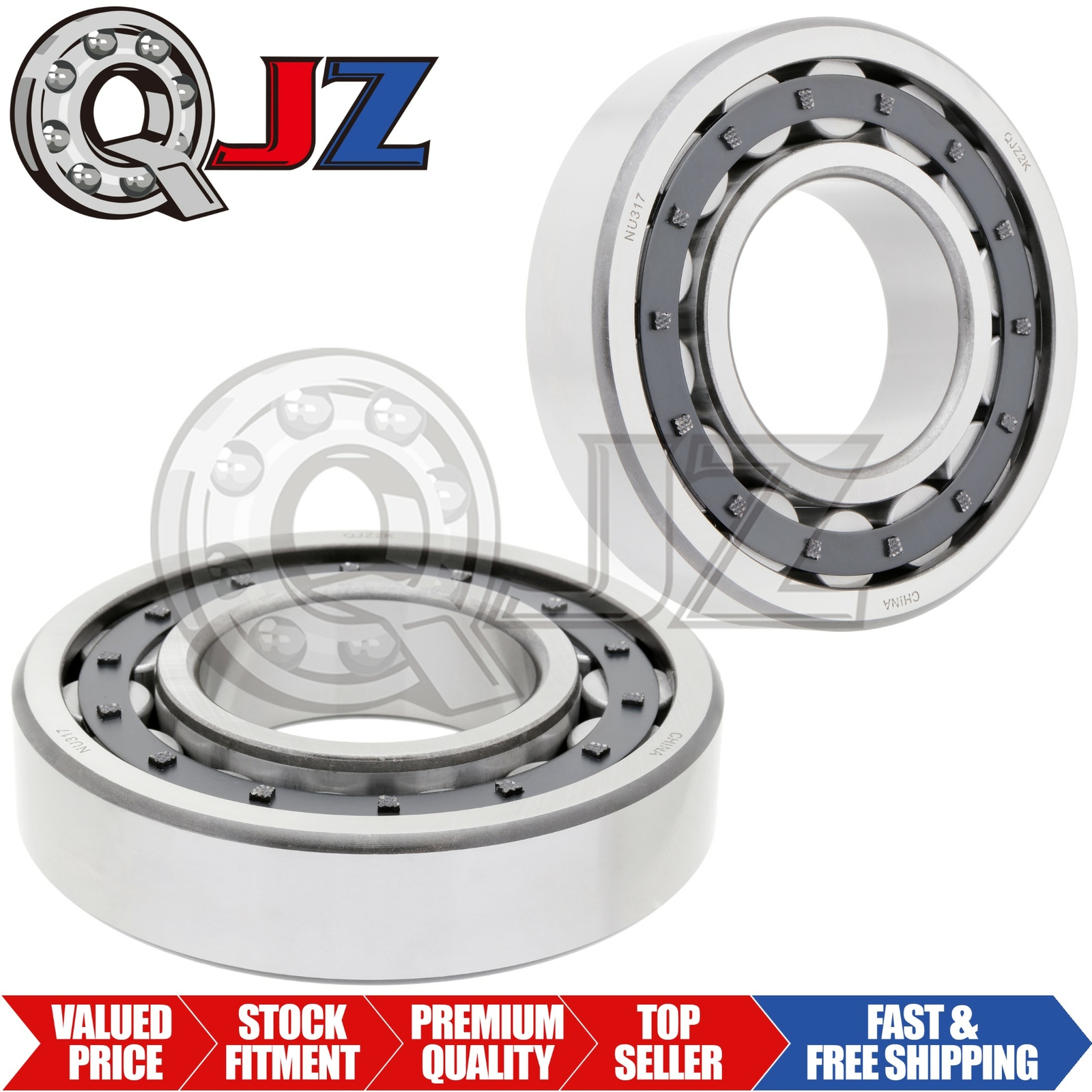 [2-pack] NU317 Cylindrical Roller Bearing Open 85 mm x 180 mm x 41 mm (IDxODxW)