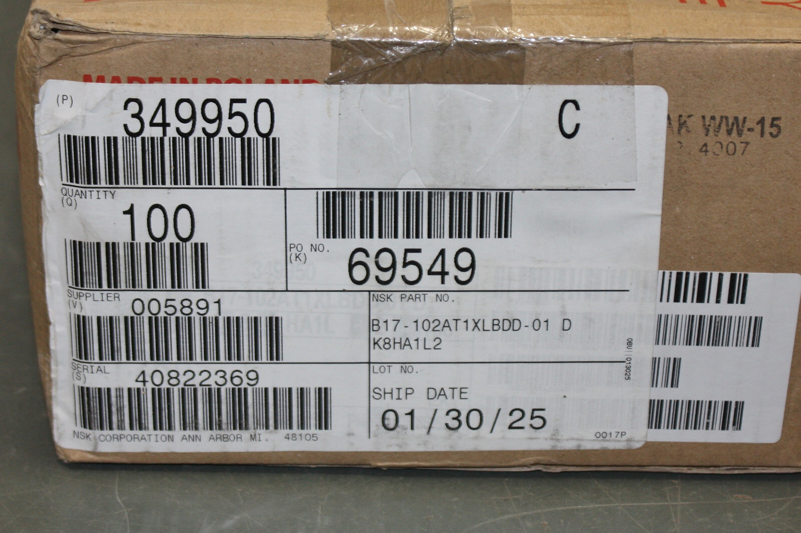 (10) NSK Radial Ball Bearings B17-102DG48, 47mm x 14mm x 17mm, Straight Bore