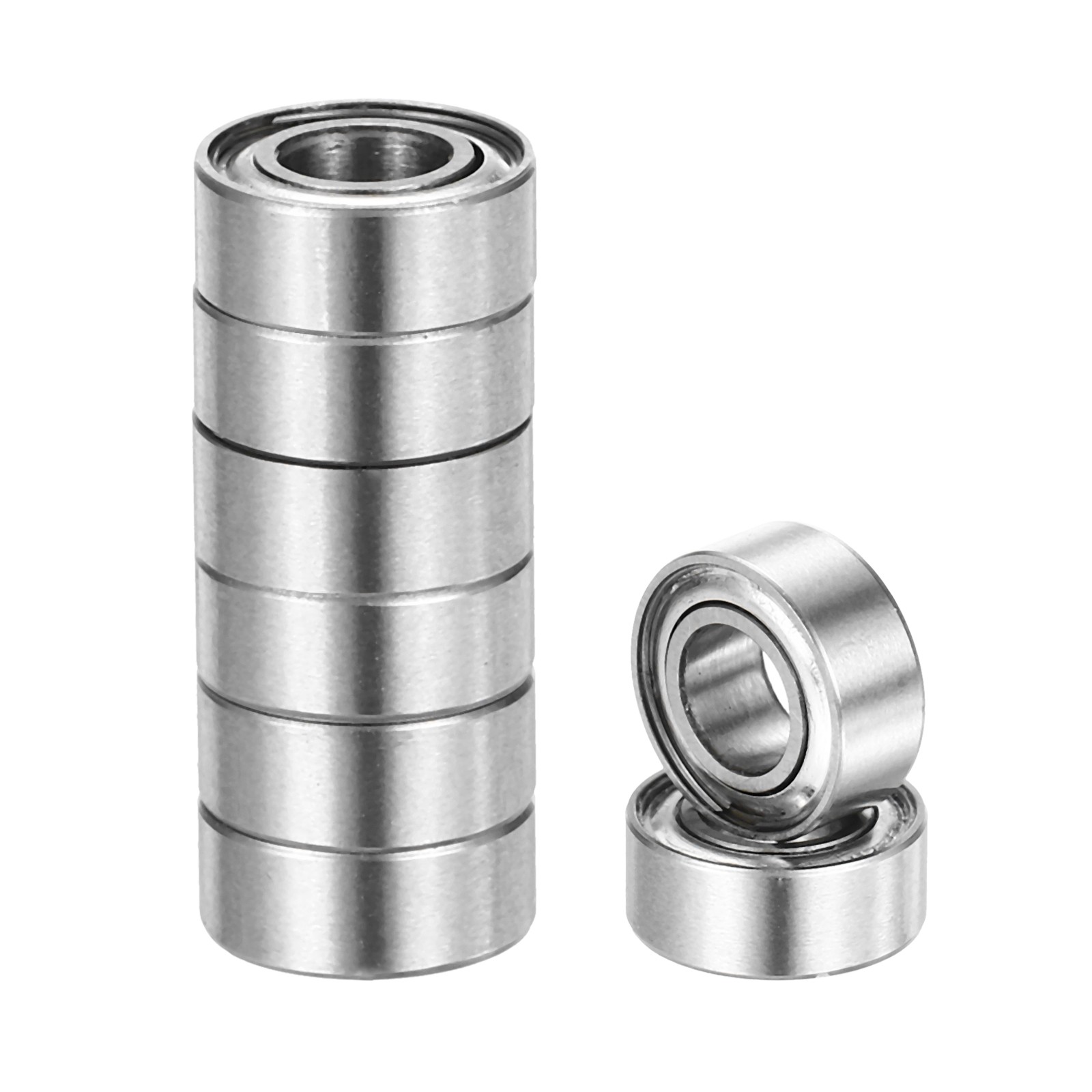 8pcs R155ZZ 5/32″ ID x 5/16″ OD x 1/8″ Height Z3 Ball Bearings, Silver Tone