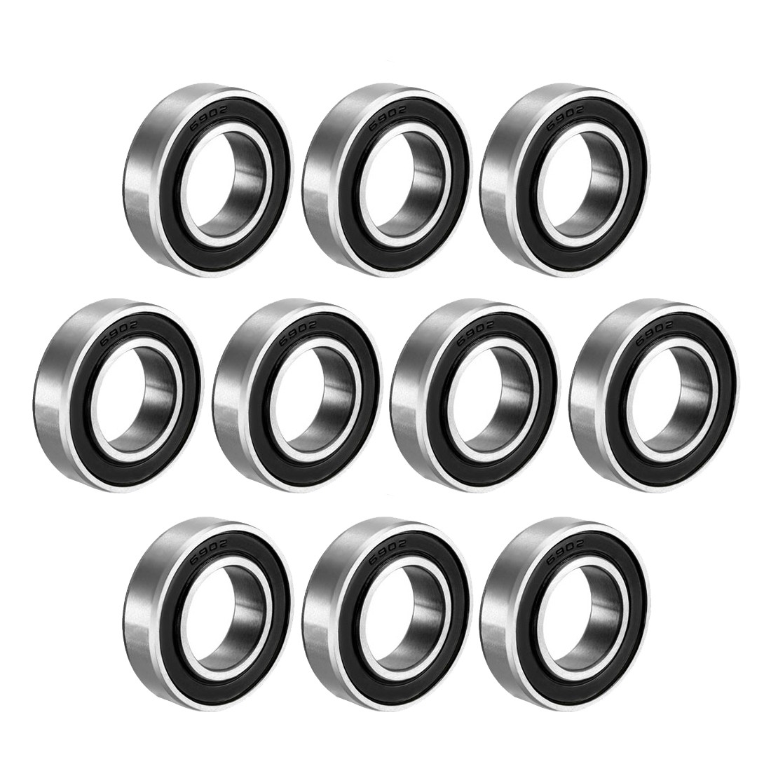 10pcs Deep Groove Ball Bearing 6902-2RS Double Sealed 15mmx28mmx7mm Carbon Steel