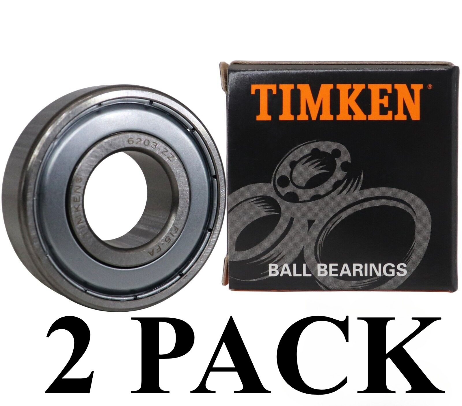 2 PACK 6203-2Z 17X40X12TIMKEN Double Metal Sealed Bearings Free Shipping