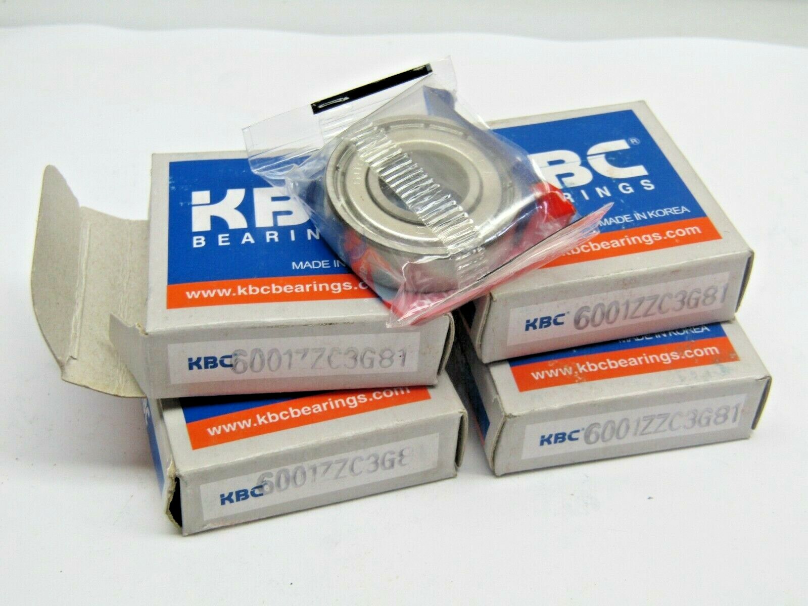 LOT OF 4 KBC 6001-ZZ C3 12mm X 28mm X 8mm Metal Shielded Bearing