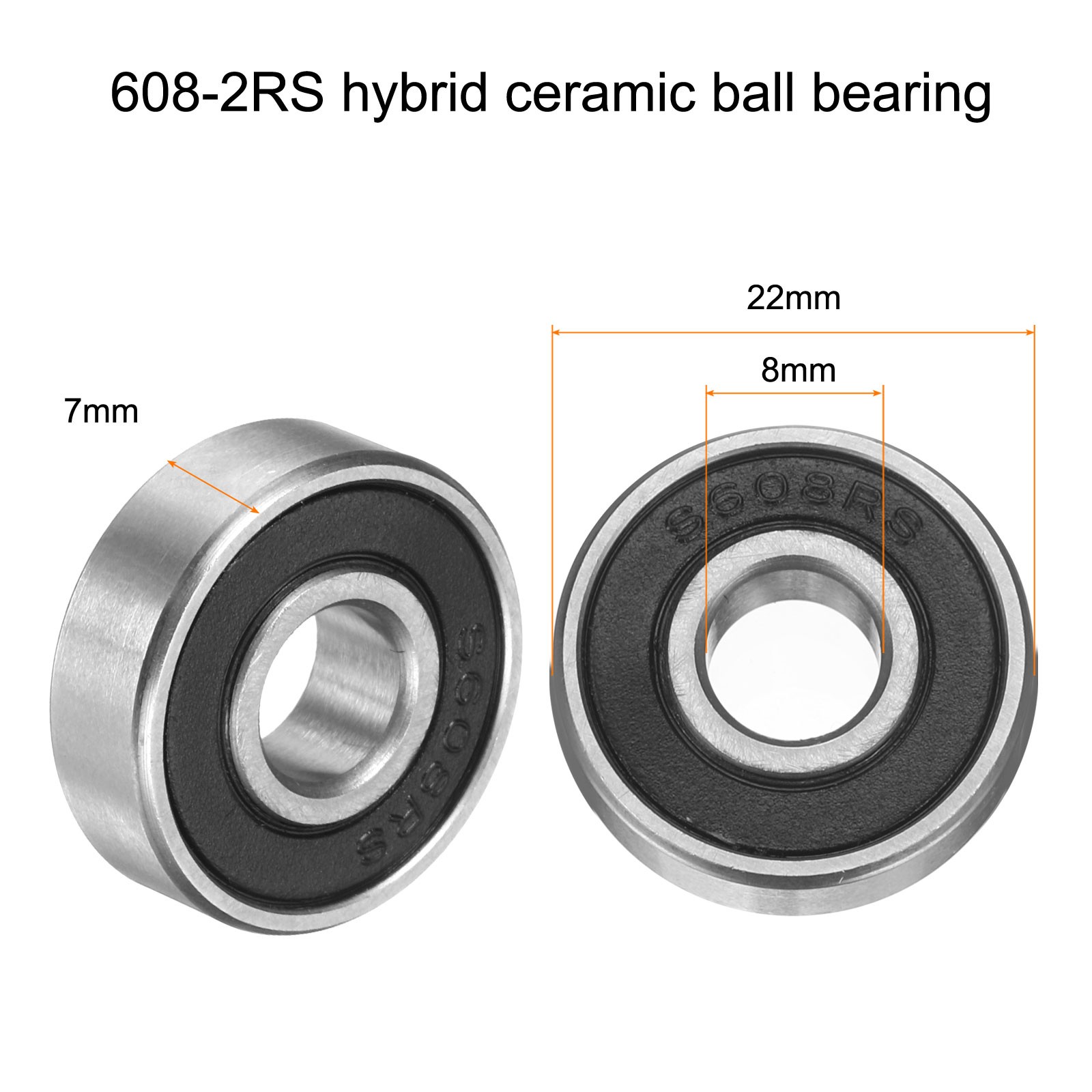 608-2RS Hybrid Ceramic Deep Groove Ball Bearings 8x22x7mm(ABEC5)