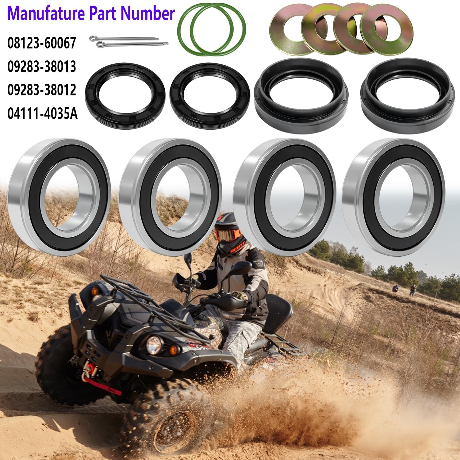 Front Wheel Bearing Seal Kit for Suzuki Eiger 400 King Quad Quadrunner 250 | …