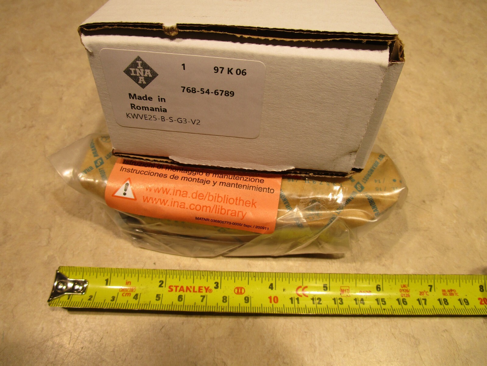 INA KWVE25-B-G3-V2, LINEAR BEARING UNIT, H0332