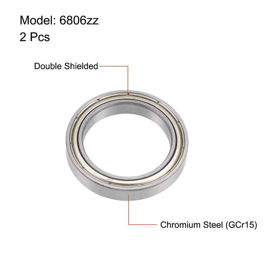 6806ZZ deep groove ball bearings 30x42x7mm double shielding 2pcs