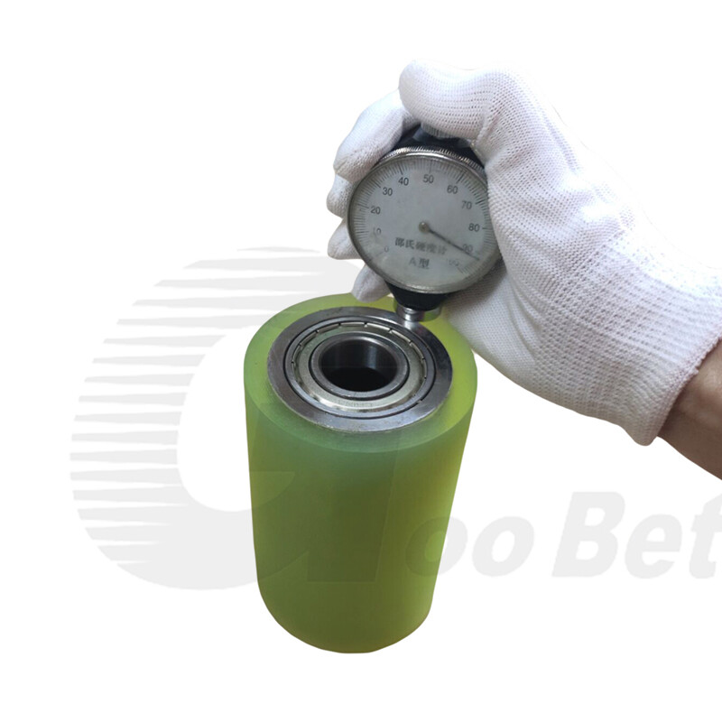 50mm Polyurethane Iron Core Roller Two Bearings PU Flat Belt Idler Guiding Wheel