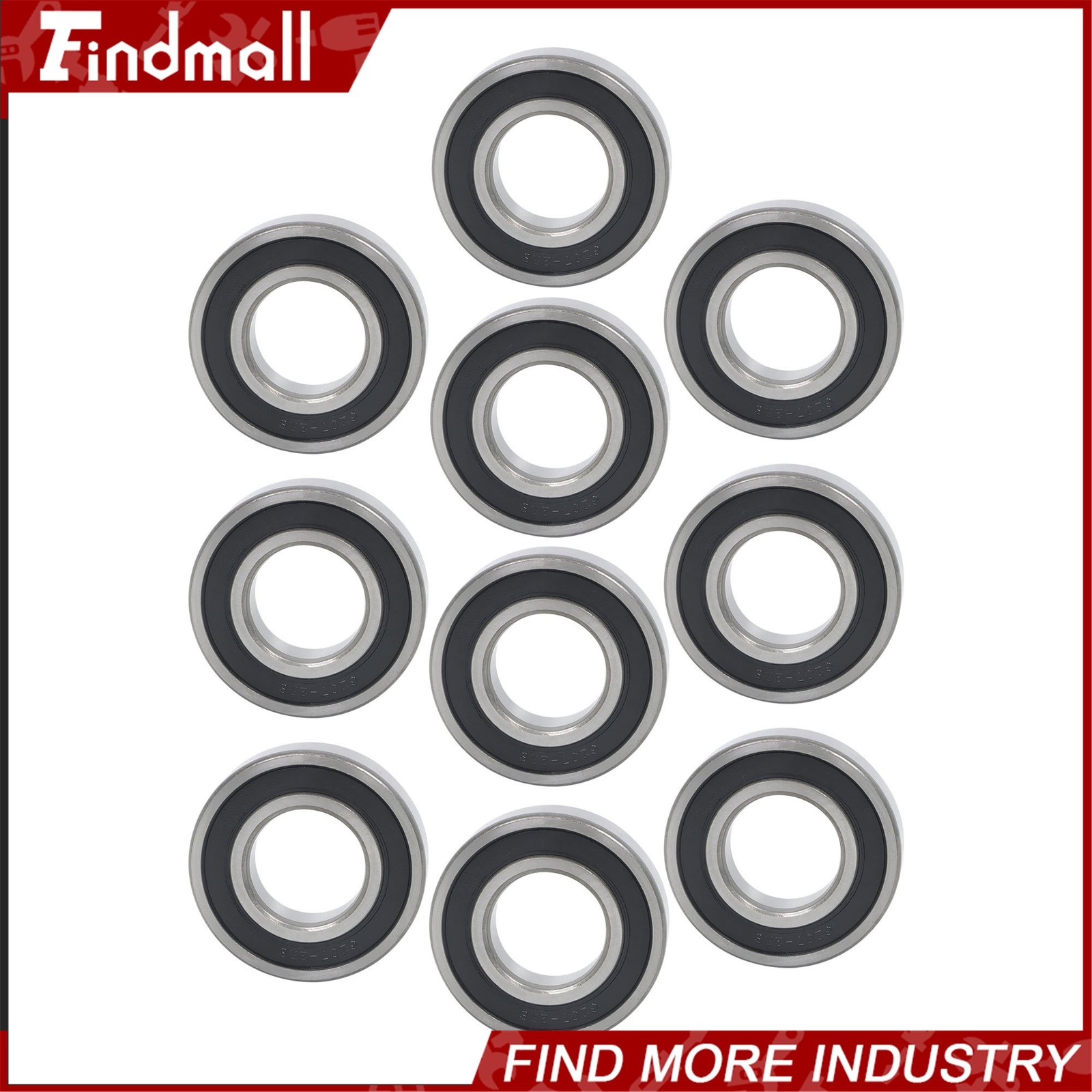 Findmall 6207-2RS Deep Groove Bearings 10pcs 35mm x72mm x17mm Sealed