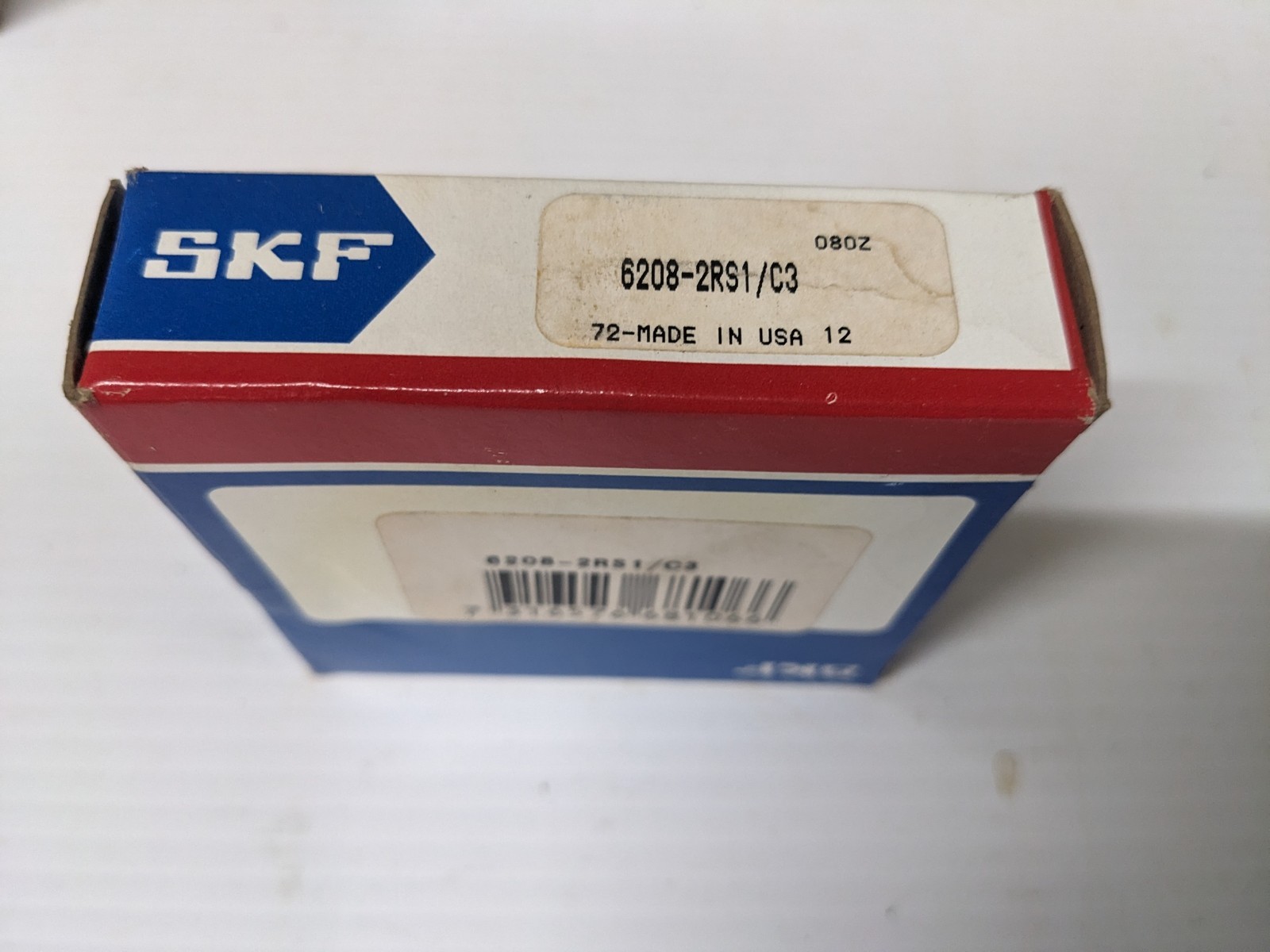 SKF 6208 2RS1 C3 ball bearing, made in USA.