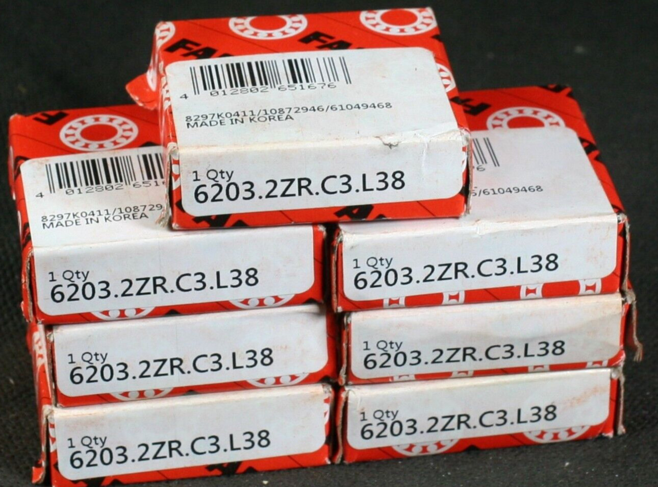 One (1) FAG 6203-2ZR-L38 C3 Deep Groove Bearing 17 MM Bore NEW