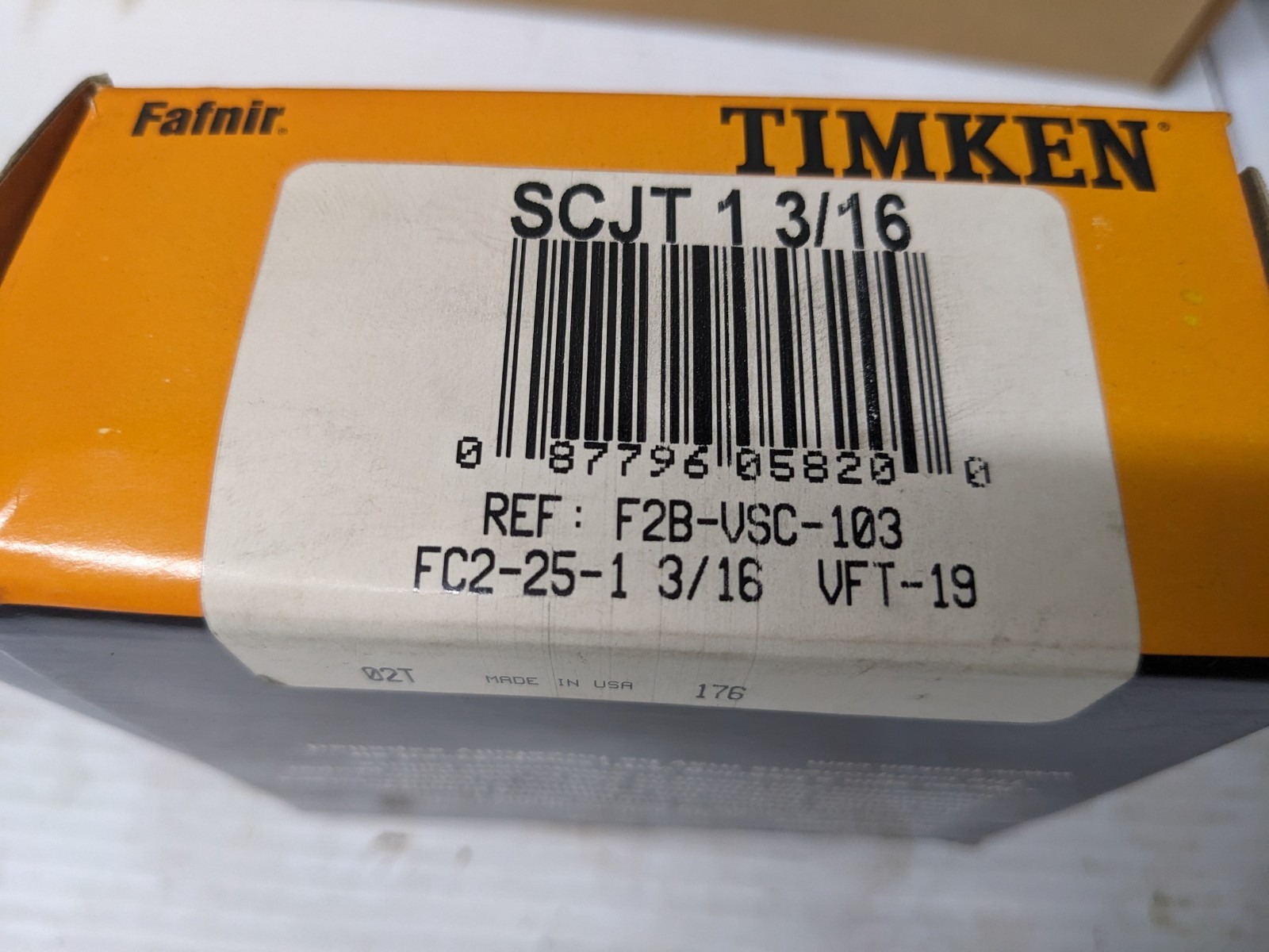 Fafnir (Timken) SCJT1-3/16, 2 bolt flange block, made in USA.