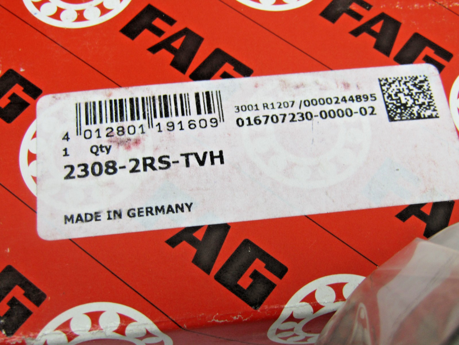 FAG 2308-2RS-TVH 40mm X 90mm X 33 mm Sealed Self Aligning Bearing