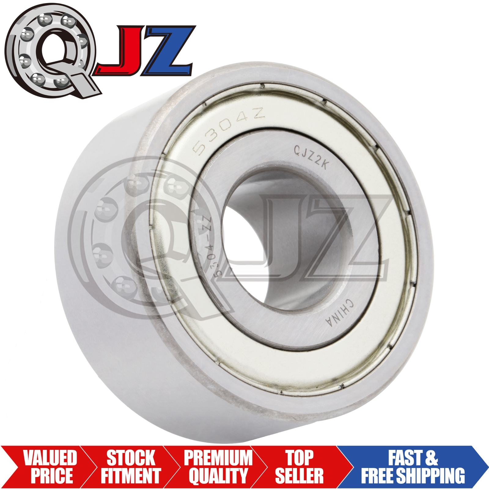 [Qty.1] 5304-ZZ New Angular Contact Ball Bearing [20mm ID x 52mm OD x 22.2mm W]
