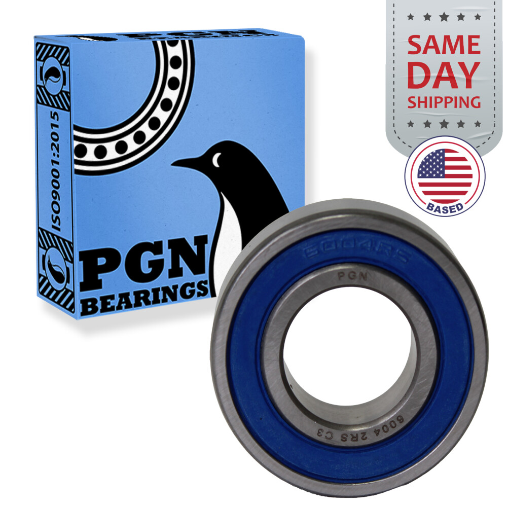 (100) 6004-2RS Premium Rubber Seal Ball Bearing C3 EMQ, 20x42x12 6004 2RS 6004rs
