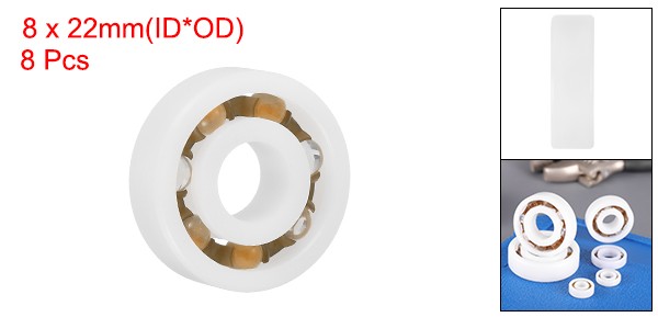 8 Pcs 8 x 22 x 7mm 603 POM Plastic Bearings Deep-Groove Ball Bearings