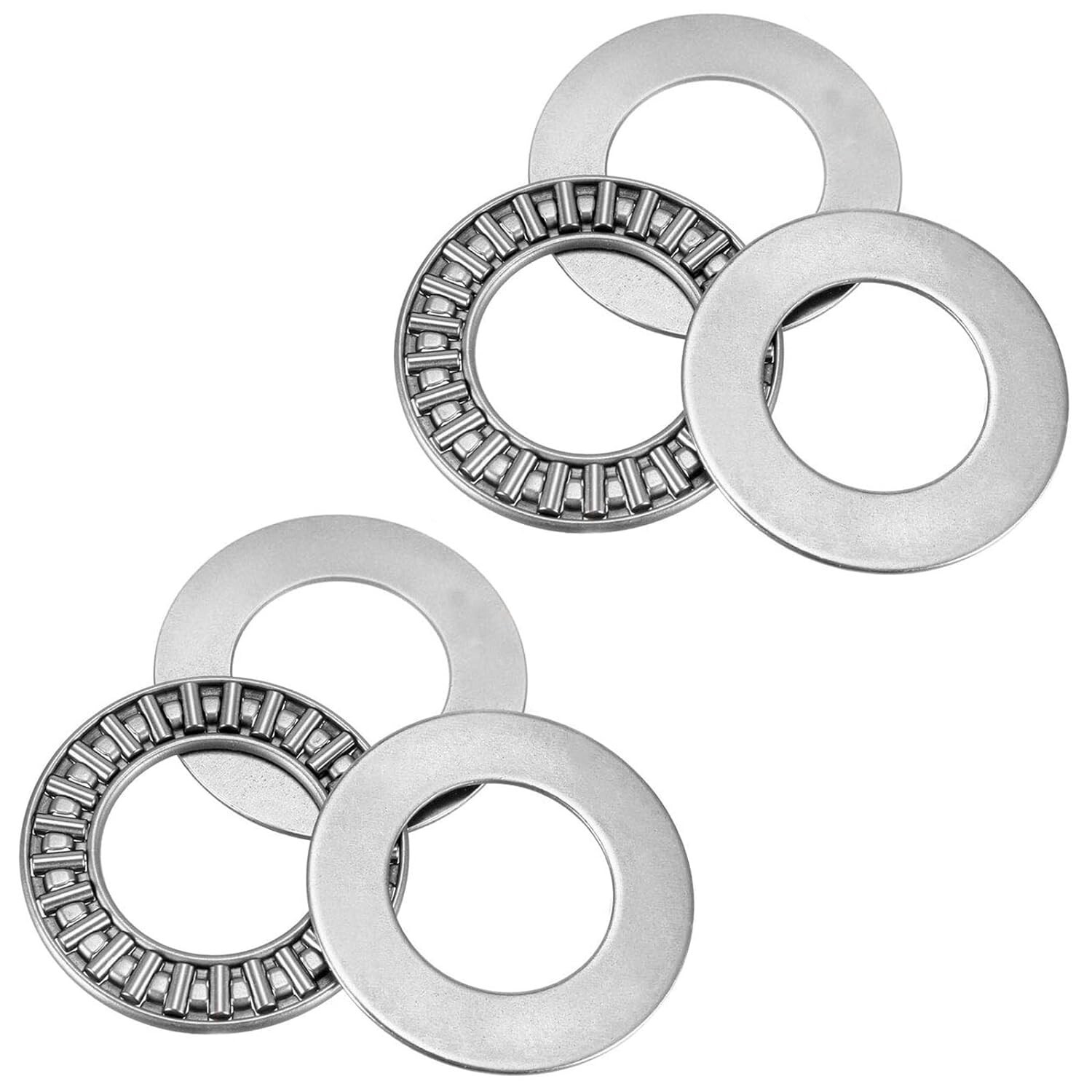 2 Sets Thrust Needle Roller Bearings With Washers 20mm Bore 35mm OD 2mm Width