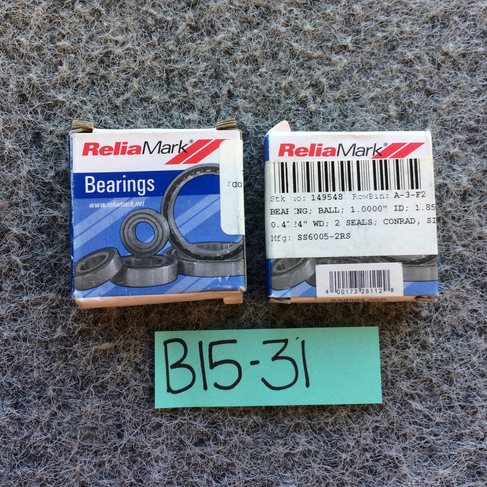 Lot of 2 Relia Mark SS6005-2RS Stainless Steel Ball Bearing 25x47x12