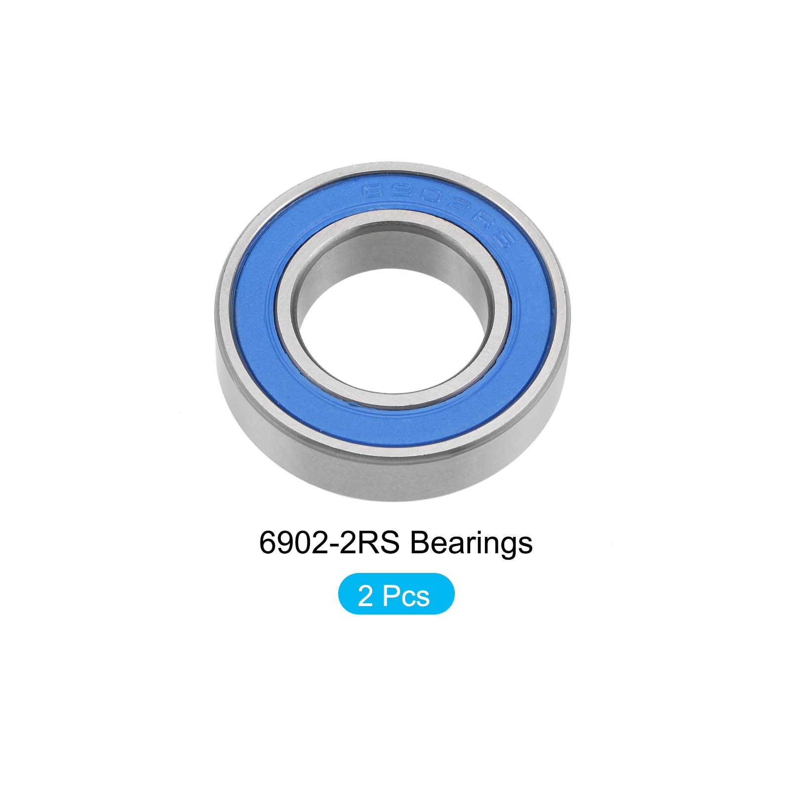 Bearings (6902-2RS, 15mmx28mmx7mm) 2Pcs, Chromium Steel Double Sealed, Blue