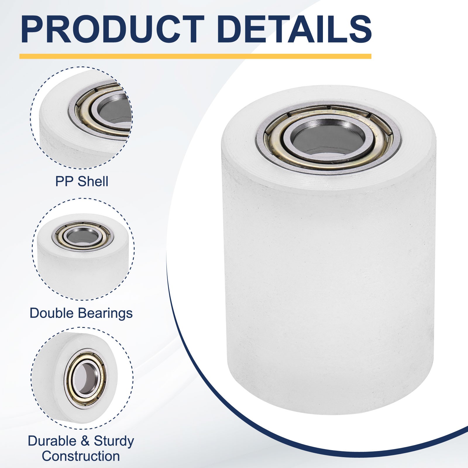 4Pcs Plastic Roller Wheel with Bearings, 3/8″x1-1/4″x1-37/64″ Bearing Pulley