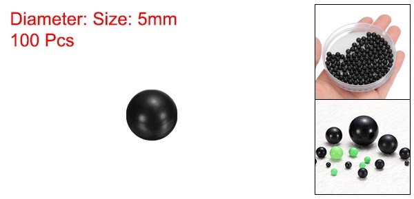 100 Pcs Black PP Plastic Bearing Balls G2 13/64″(5mm) Solid Plastic Balls