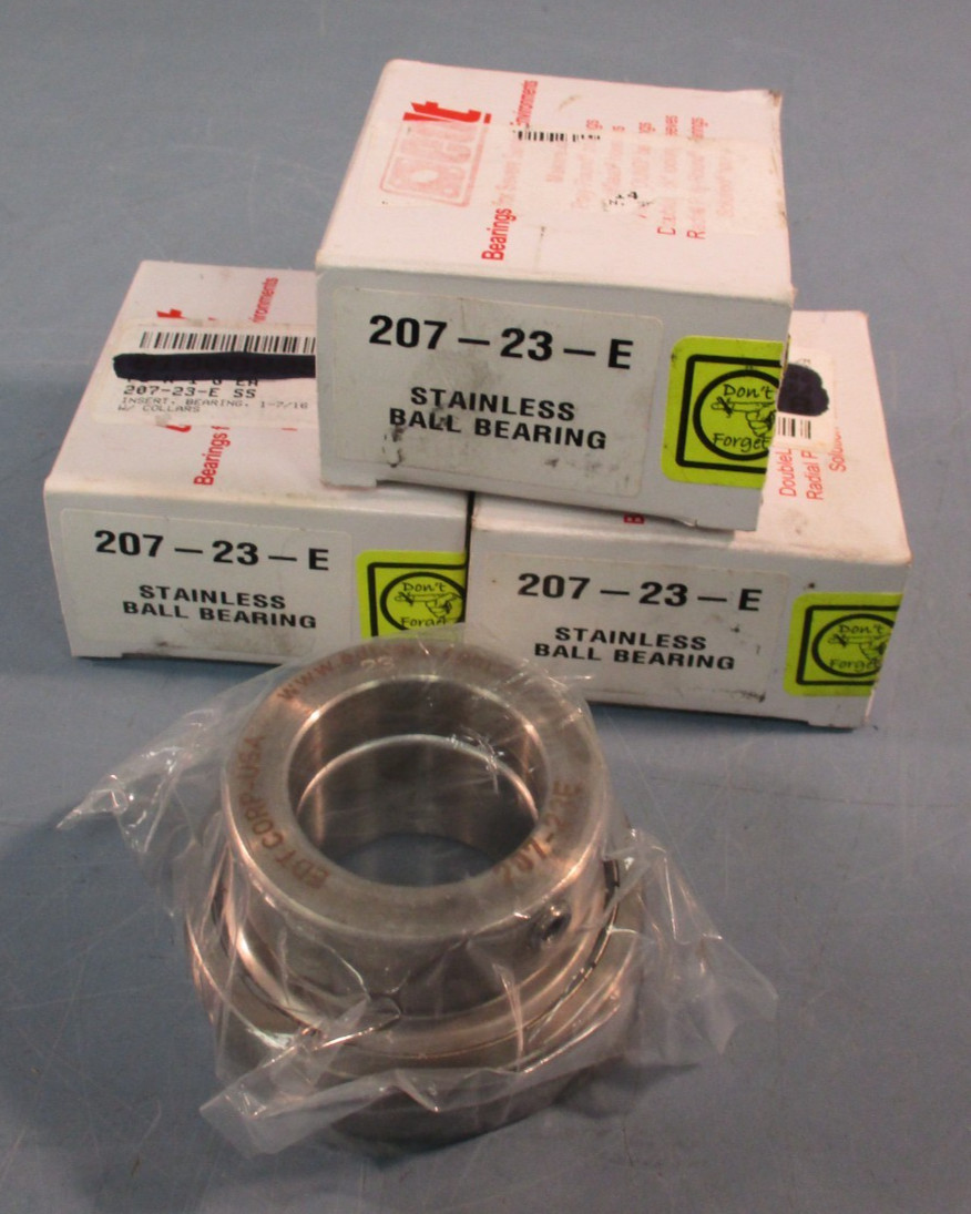 Lot of (3) EDT 207-23-E Insert Ball Bearings 1-7/16″ Stainless Steel w/Collar