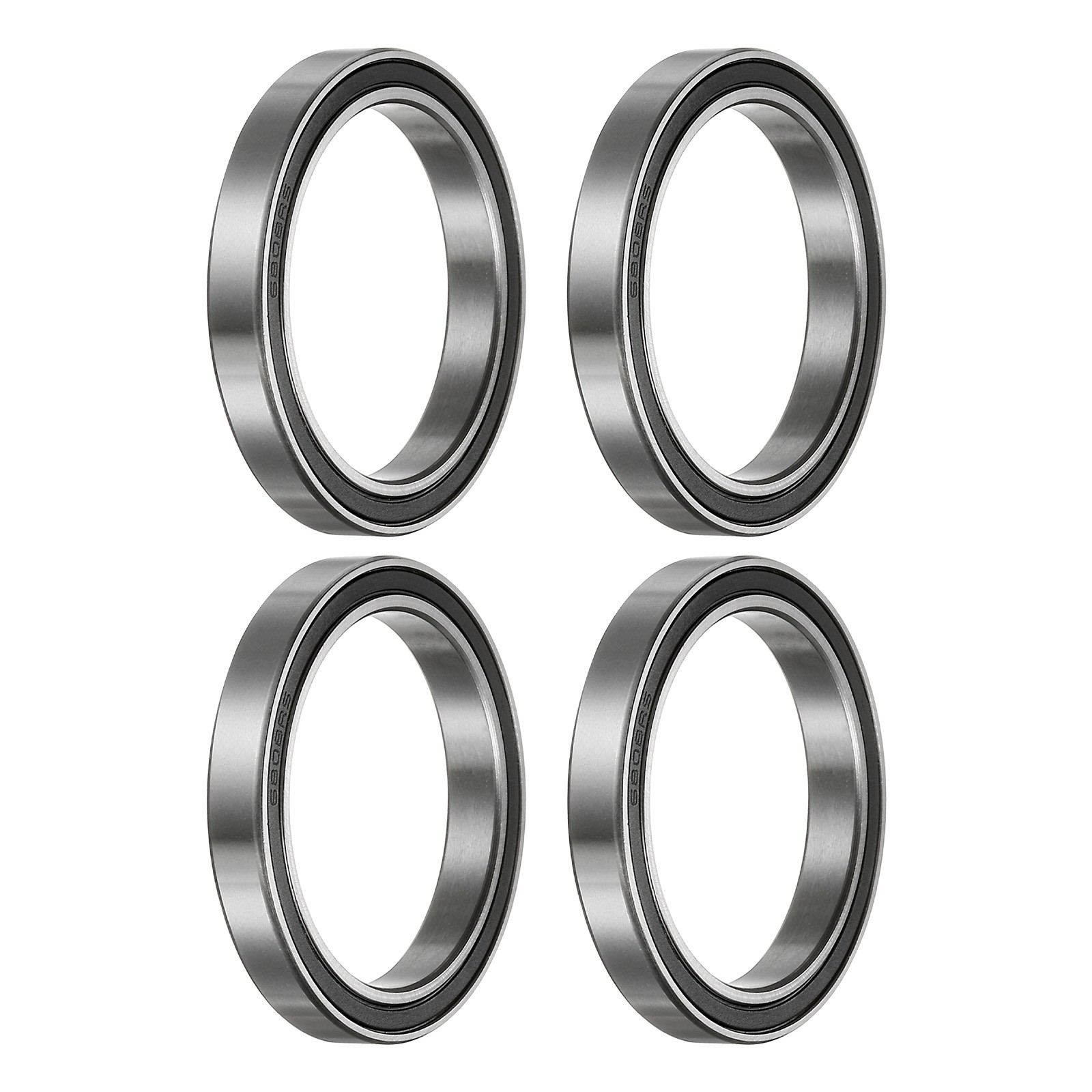 4pcs 6808-2RS Deep Groove Ball Bearings – [40mm Bore x 52mm OD x 7mm Thick]
