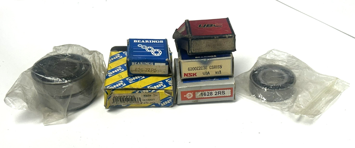 VARIOUS ROLLER BALL BEARINGS UBC, NSK, ZNL, SNR, SMT (LOT OF 8)