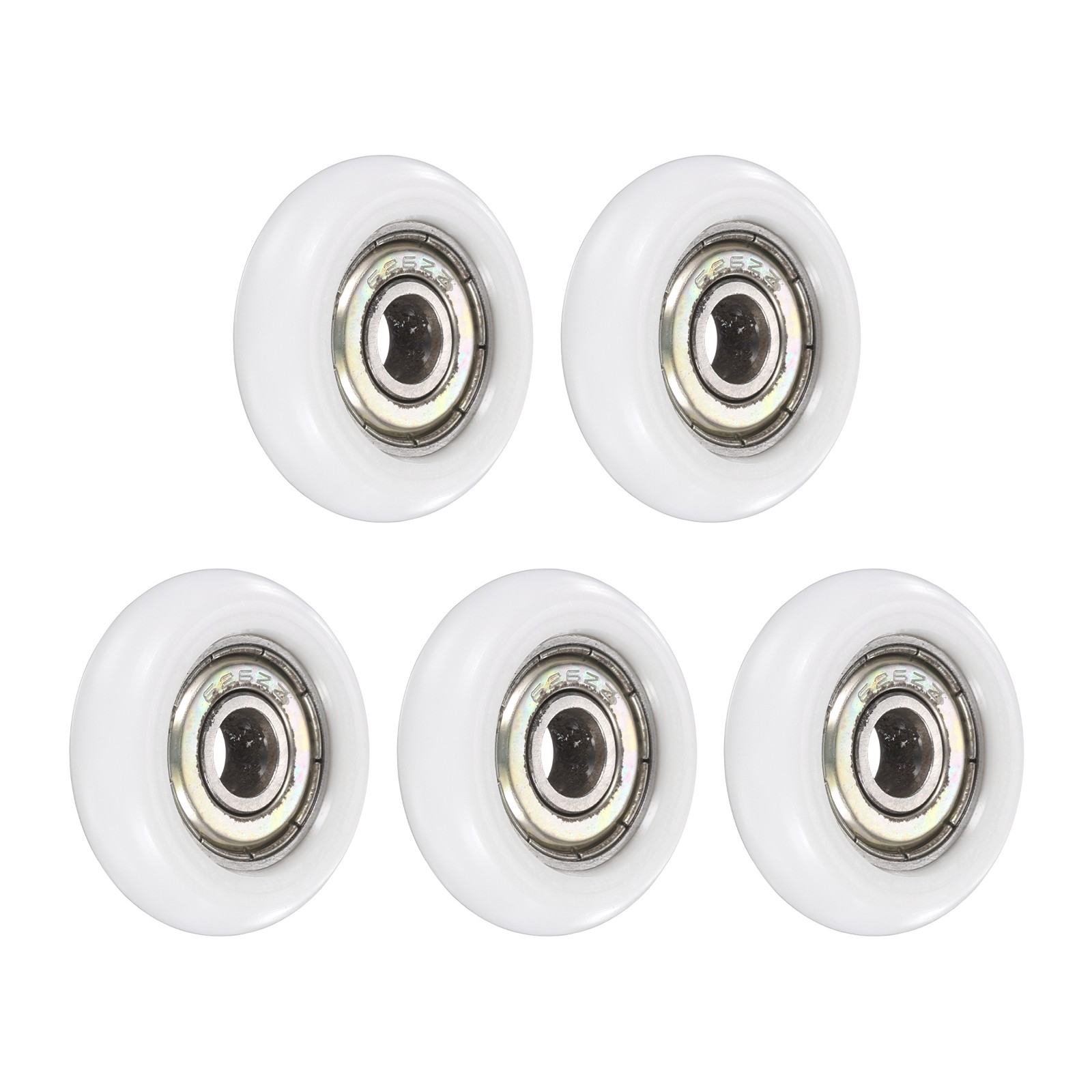 5Pcs 6x28x8mm Metal Shielded (GCr15) Chrome Steel Bearing+POM Guide, White