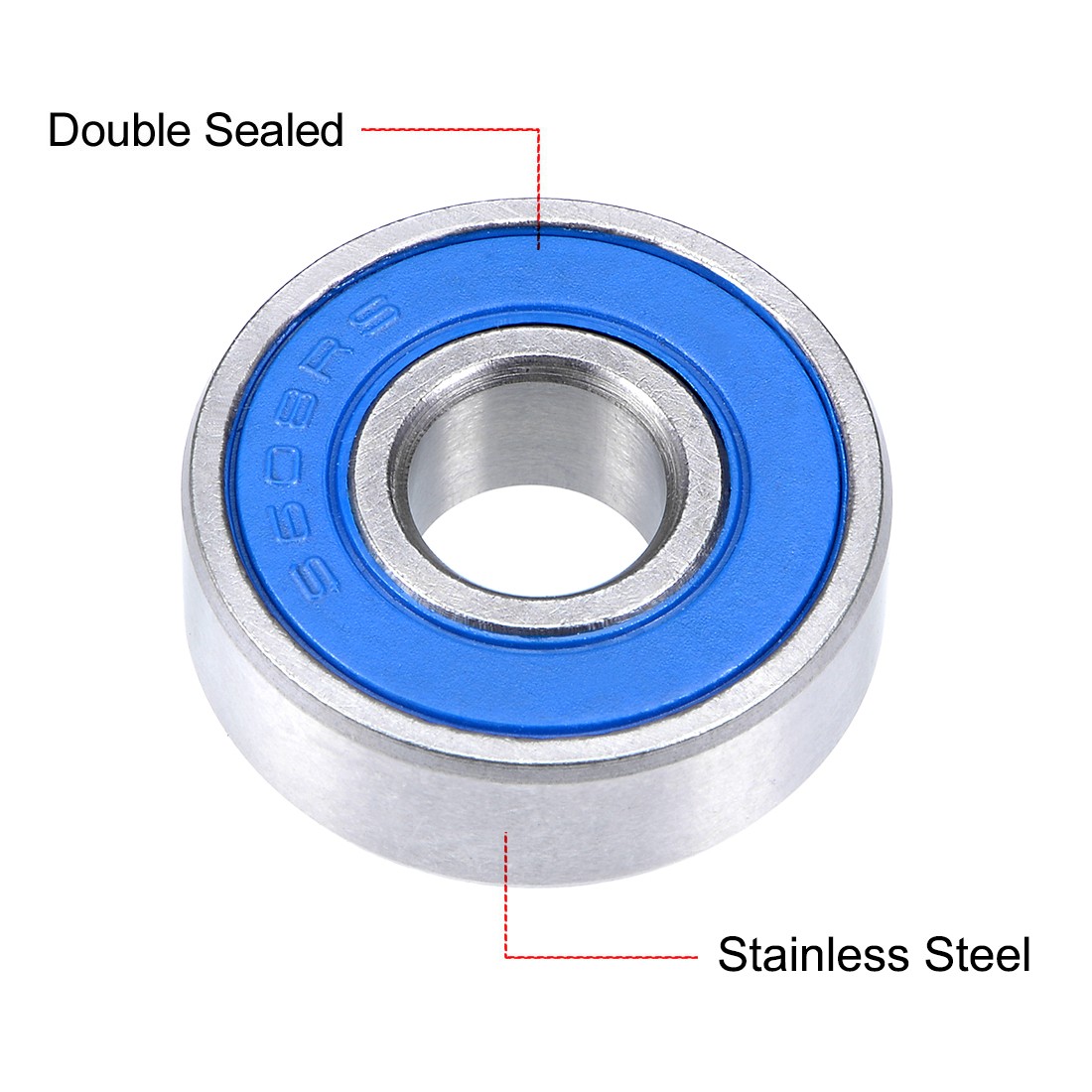 S608-2RS Stainless Steel Ball Bearing Double Sealed 608RS Bearings 5pcs