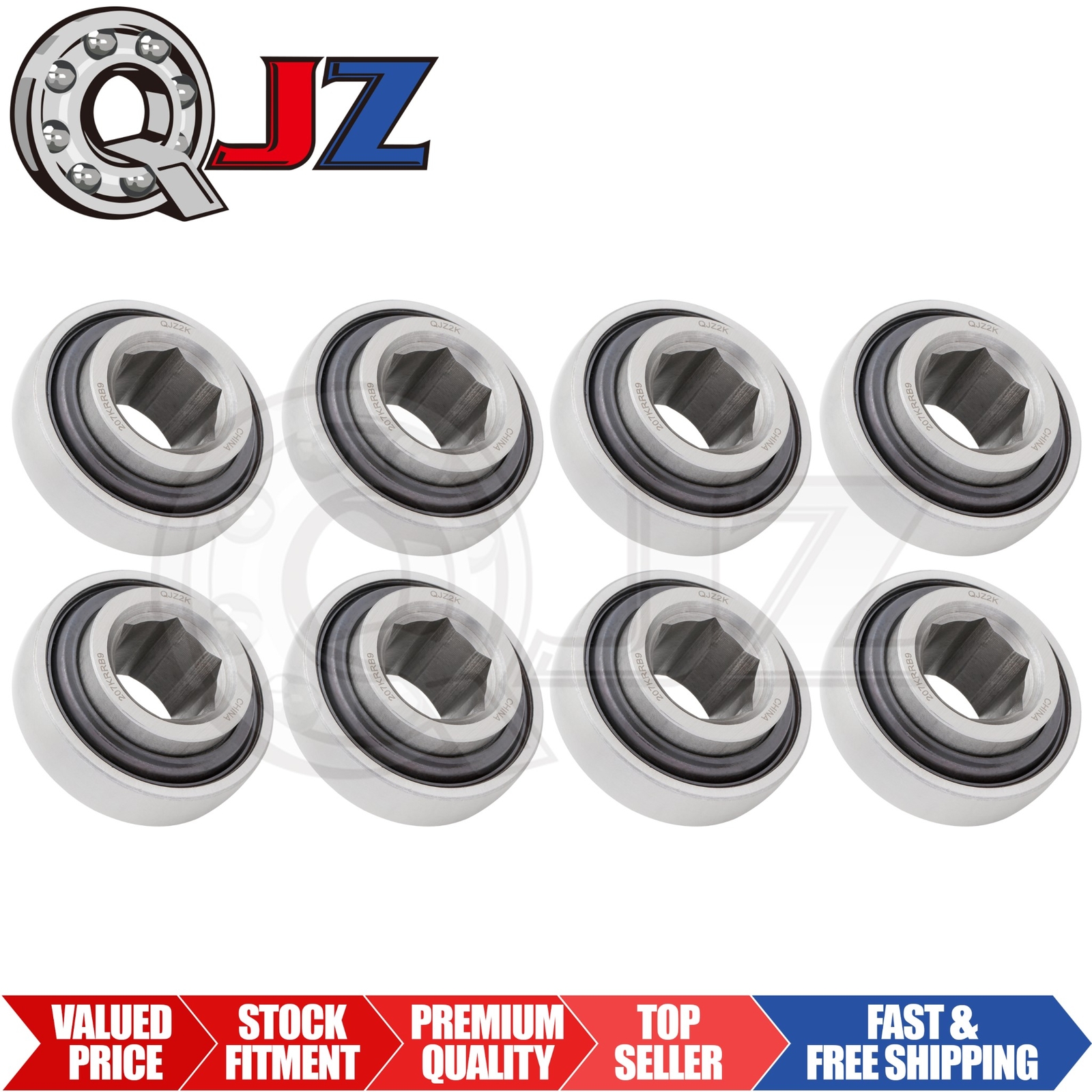 [Qty.8] 207KRRB9 Agricultural Machinery Bearing [1-1/8″ ID x 72mm OD x 17mm W]