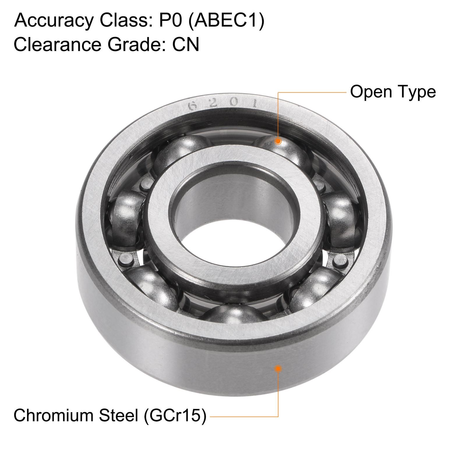 6201 Deep Groove Ball Bearings 12x32x10mm CN Open Type Chrome Steel