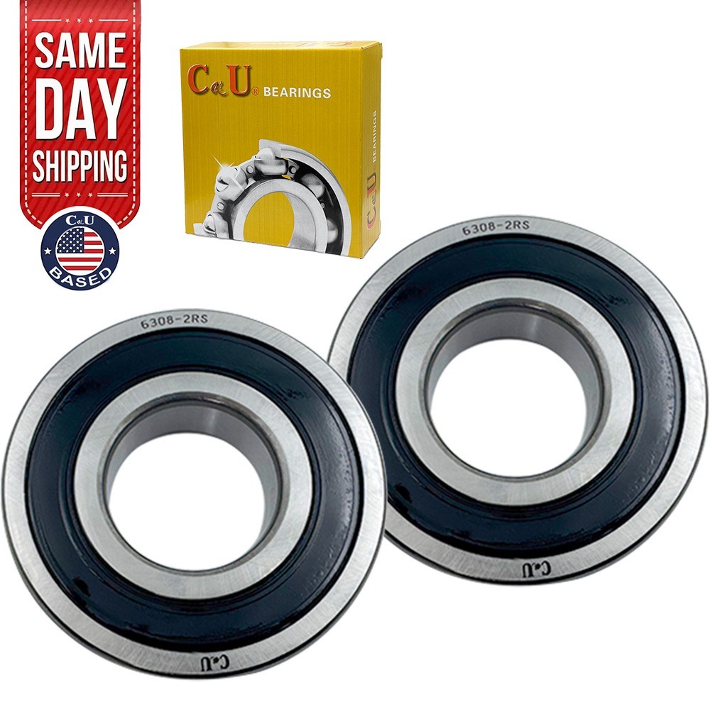 2 Pack CKU 6308-2RS 40x90x23mm Double Rubber Sealed Deep Groove Ball Bearings