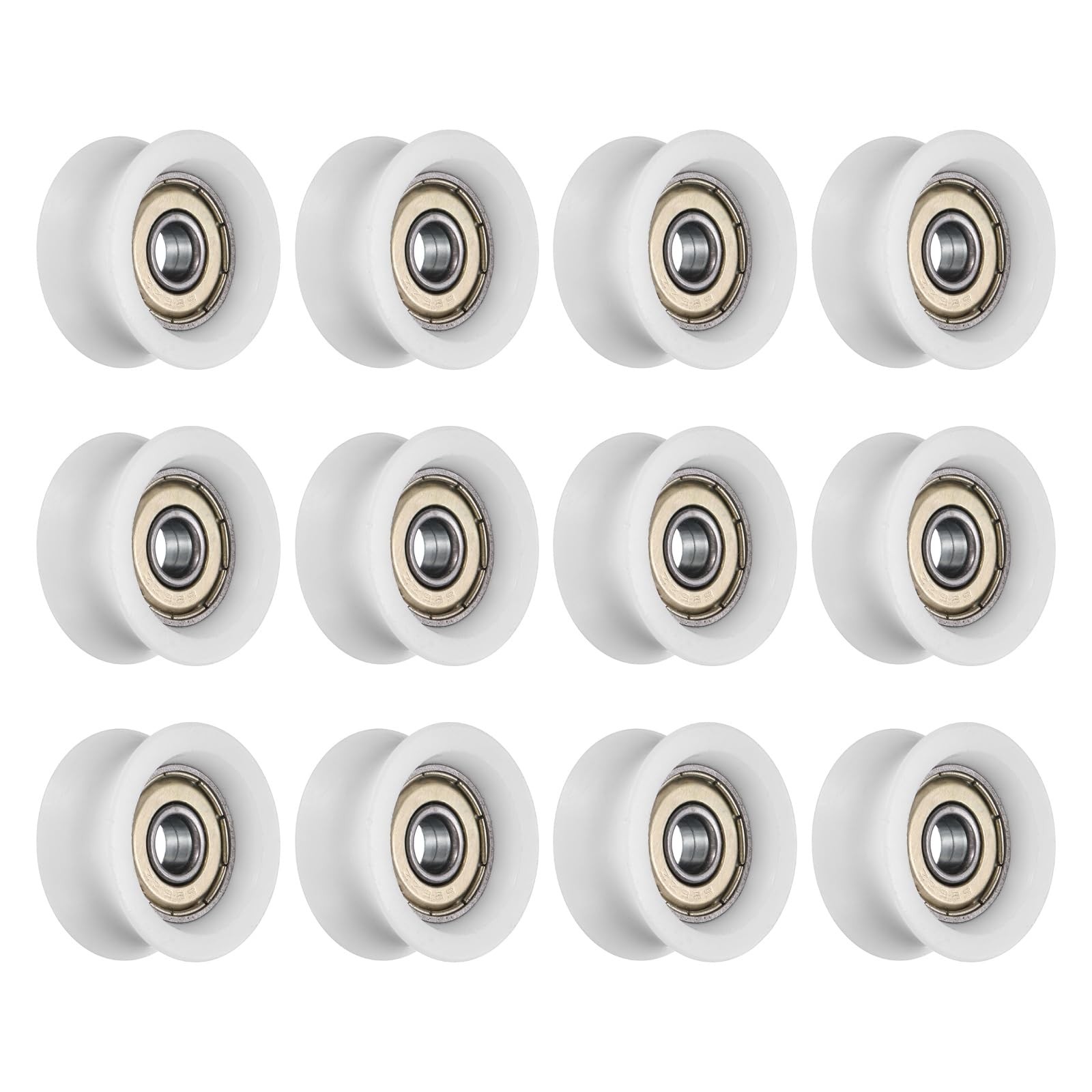 uxcell 12 Pcs U Type Groove Plastic Guide Bearing 6×27.3x13mm, White