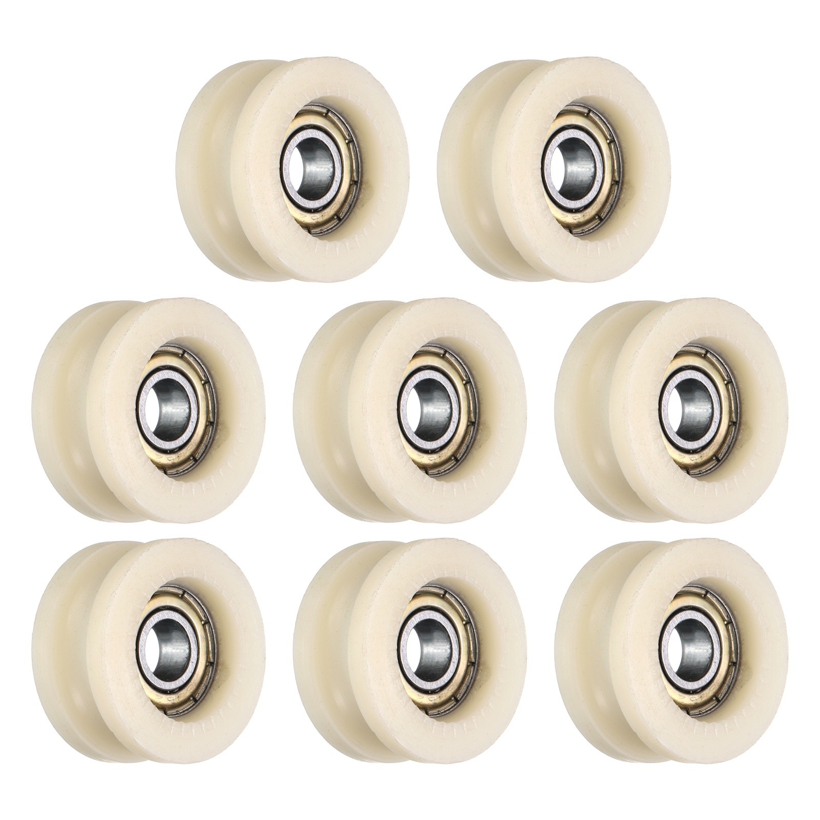 8 Pcs 6x23x11mm Beige U Type Groove Plastic Guide Bearing Roller Wheels