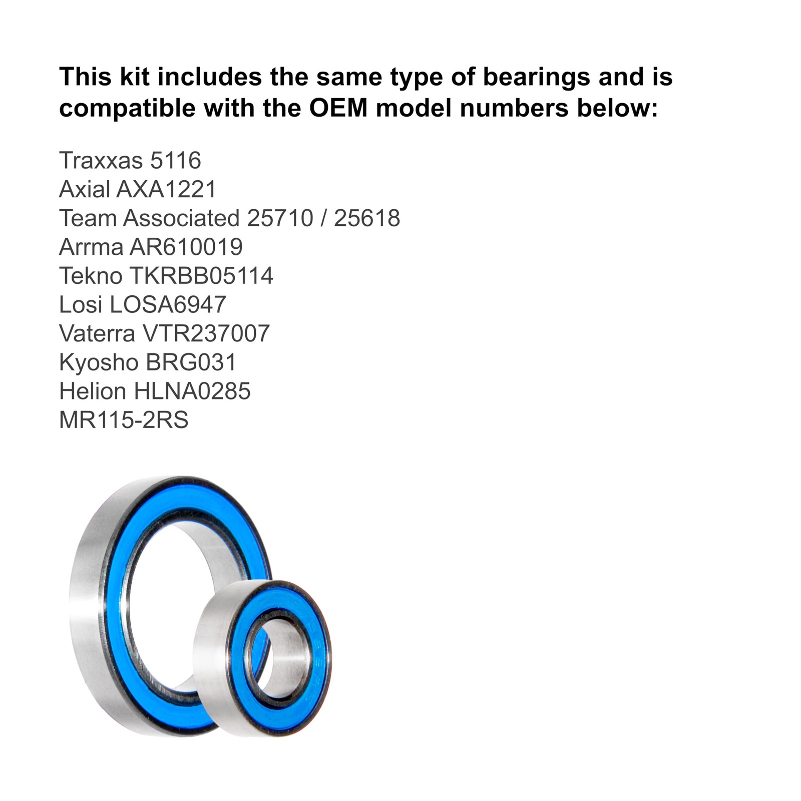 MR115 2RS Ball Bearings 5x11x4mm Replacement Bearing Set 10 Pack